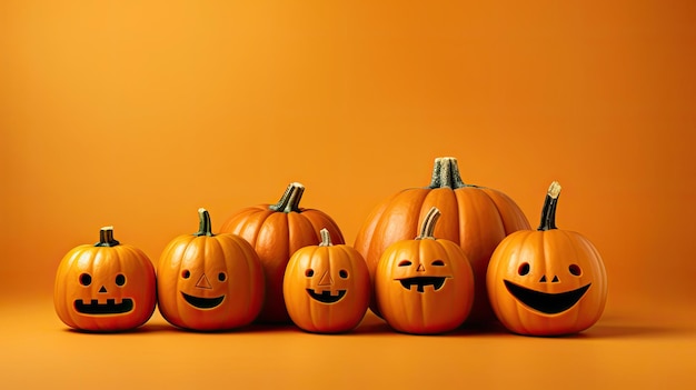 Halloween pumpkins on a lime background