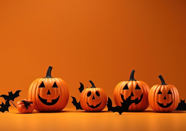 halloween pumpkins in an orange background