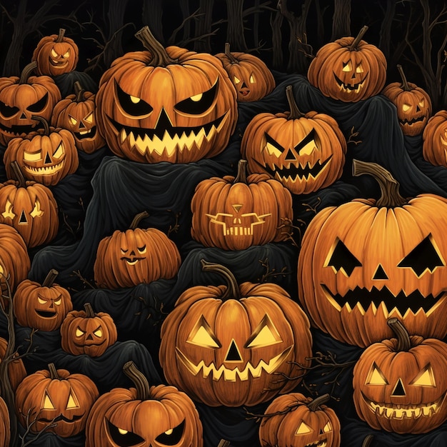 Halloween pumpkins print pattern