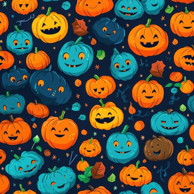 Halloween pumpkins seamless pattern background