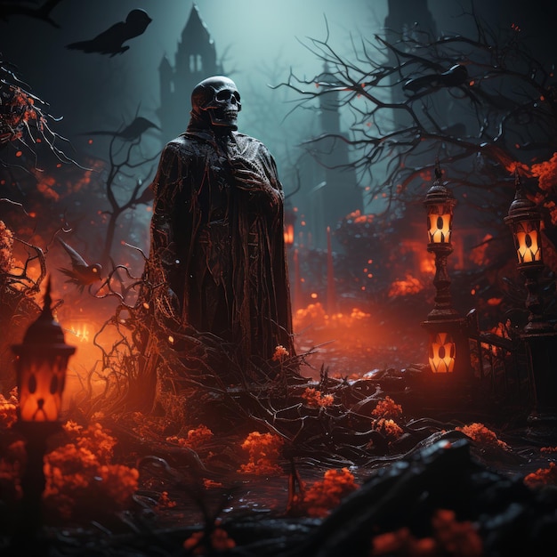 Halloween pumpkins skulls skulls skeleton scary terror witch day of the dead