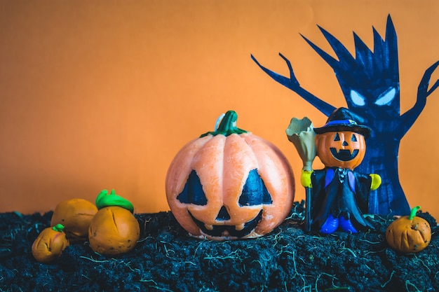 Halloween Pumpkins on soil