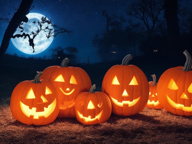 Halloween _pumpkins _under _the_ moonlight_