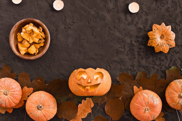 Halloween pumpkins with copyspace