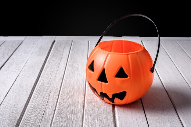 Halloween Pumpkins wooden floor background