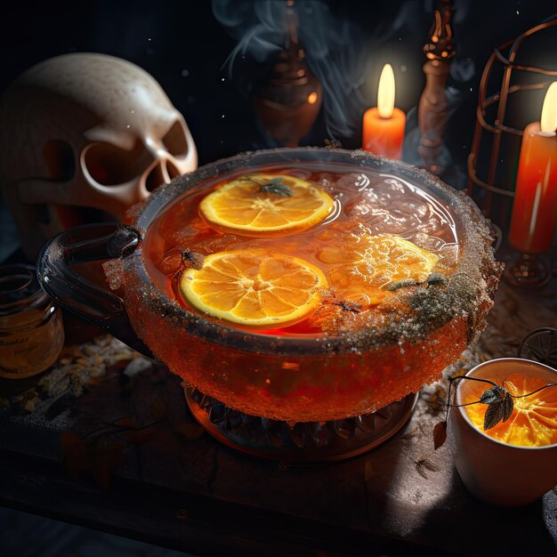 Halloween punch drink AI generation Illustration