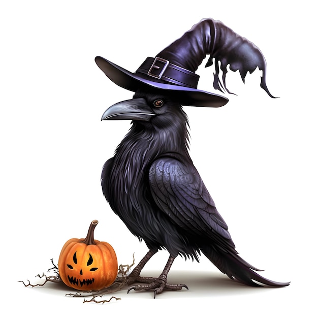 Halloween raven 3d rendering