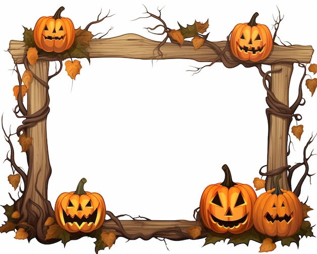 Photo halloween rectangular border frame