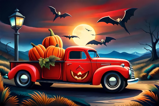 Halloween red truck