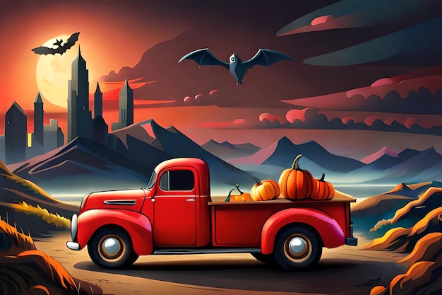 Halloween rode vrachtwagen