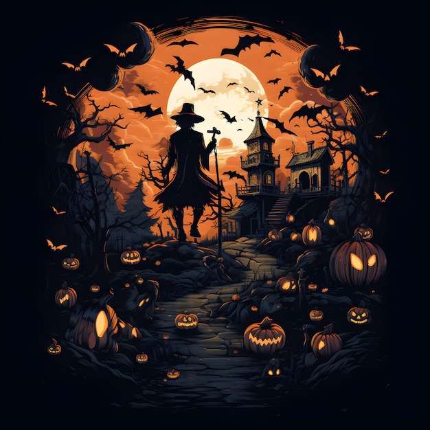 Halloween's illustration exudes horror spooky atmosphere