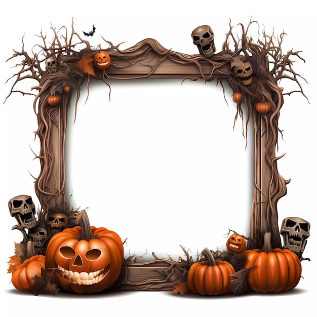 Halloween scary frame with pumpkins