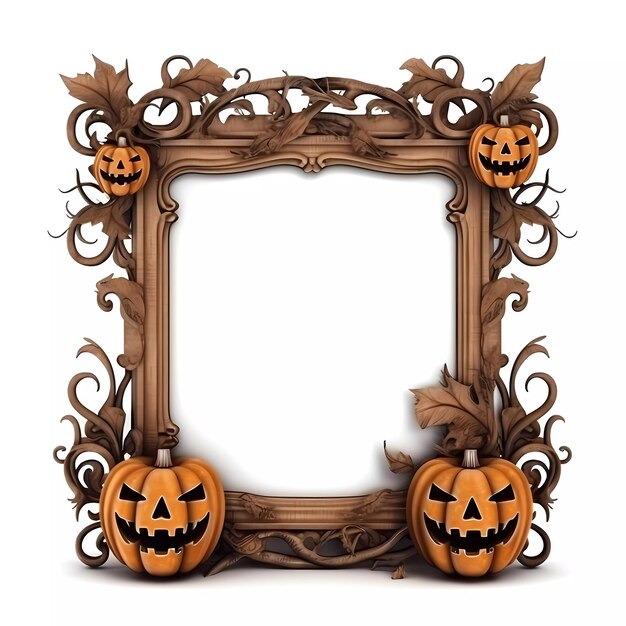 Halloween scary frame with pumpkins