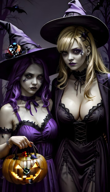 Halloween Scary girls Halloween background