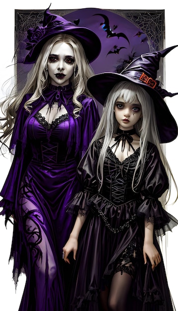 Halloween Scary girls Halloween background