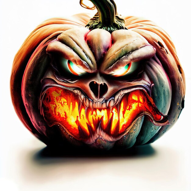 Halloween scary pumpkin on white background