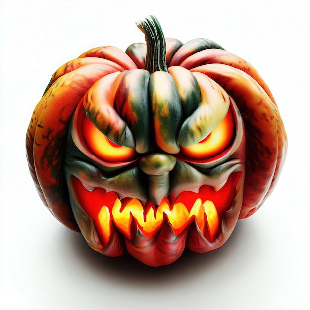 Halloween scary pumpkin on white background