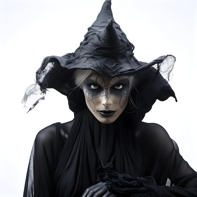 Halloween scary witch white background