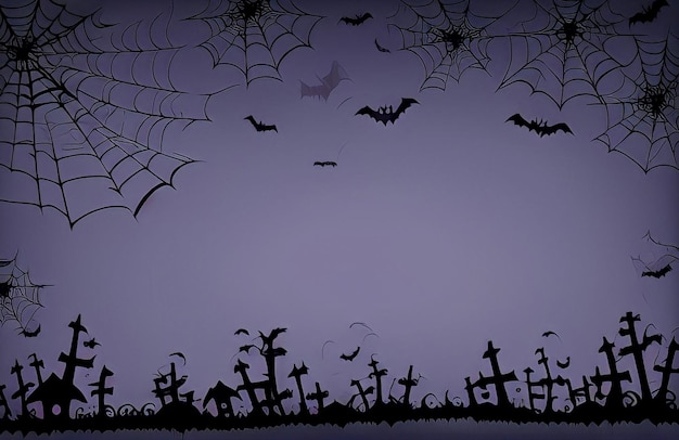 Photo a halloween scene with bats and bats in the sky