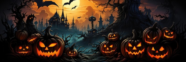 A Halloween Scene With Pumpkins And Bats Pumpkins Bats Halloween Decor Costumes Fun