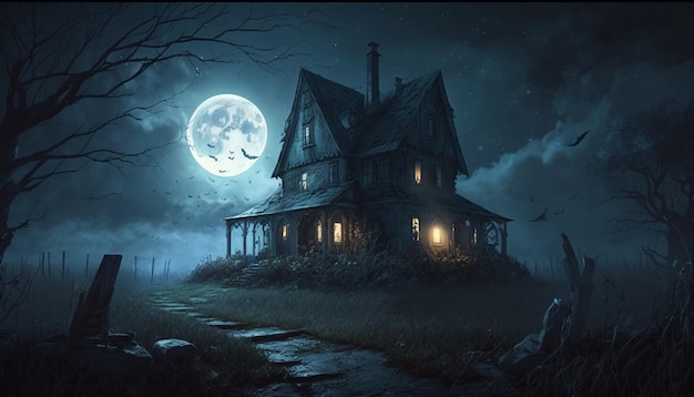 Photo halloween scenery illustration