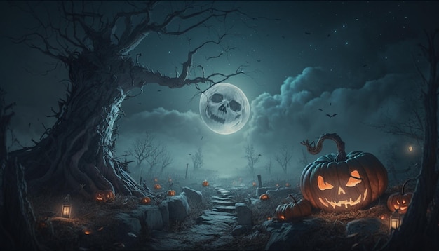 Premium Photo | Halloween scenery illustration