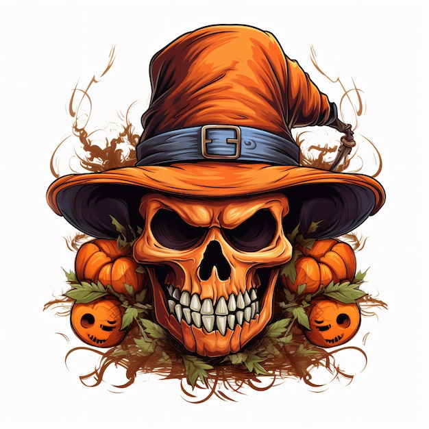 Halloween schedel pompoen witte achtergrond clip art