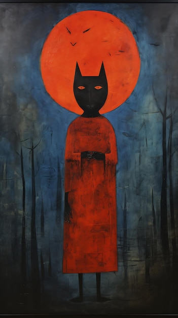 Halloween schilderij in de stijl van Rufino Tamayo