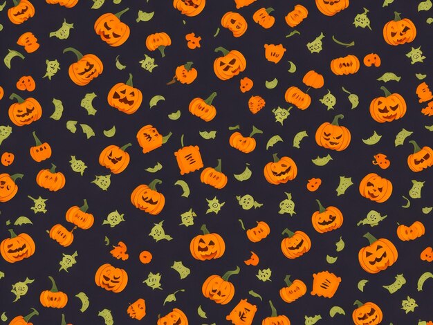 Photo halloween seamless pattern background with pumpkins and ghost