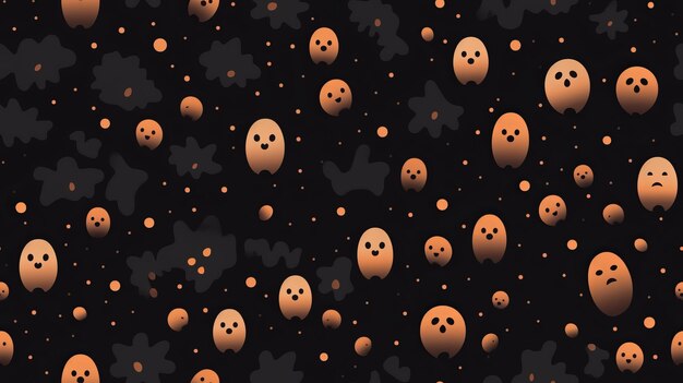 Photo halloween seamless pattern with ghosts on black background