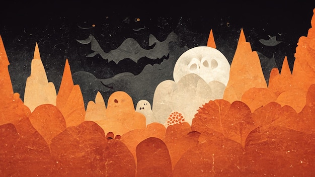 Halloween season festival haunted house ghost background Digital painting