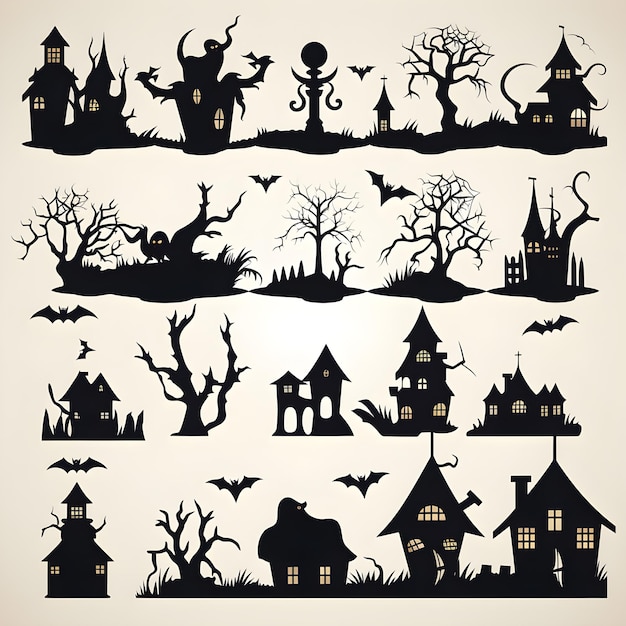 Foto collezione di risorse silhouette di halloween