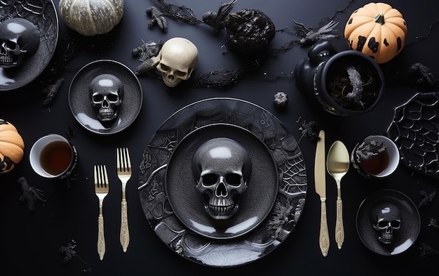 halloween-skelet met schedel en botten