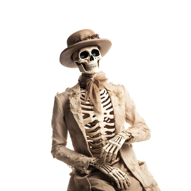 Halloween-skelet op witte achtergrond