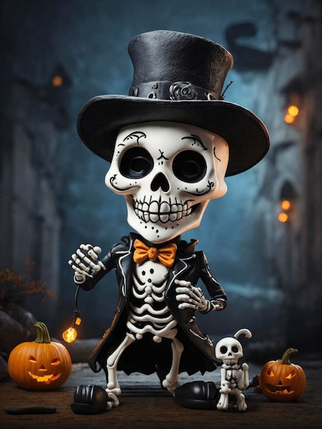 Карикатура "Хэллоуинский скелет"