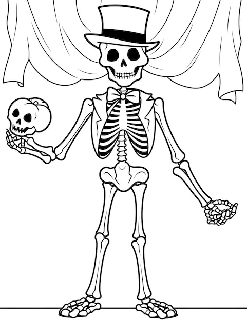 Halloween Skeleton Pumpkin Watercolor Clipart drawing on white background Happy Halloween Skeletons