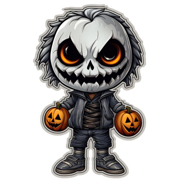 Photo halloween skull character sticker