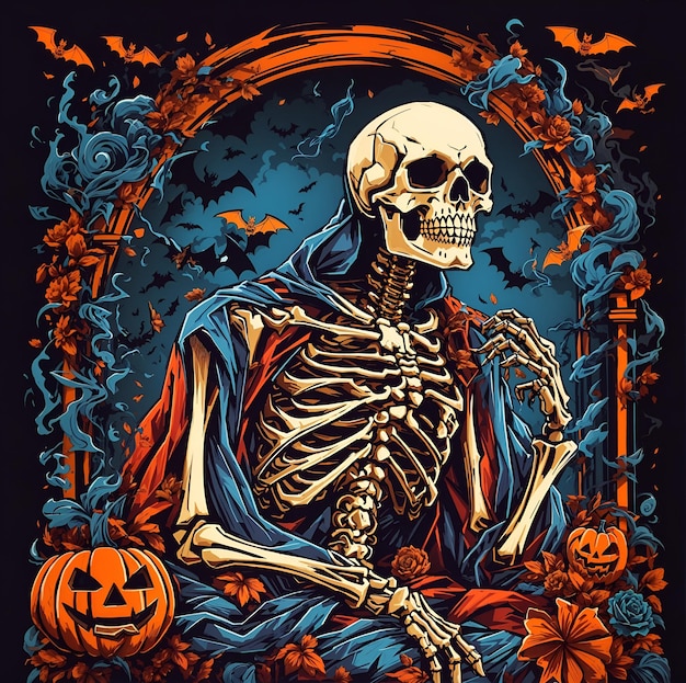 halloween skull skeleton design background artwork