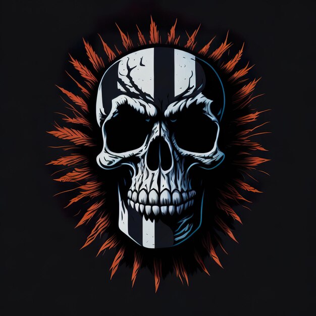 Halloween skull with blue red and white flag colors Generative AI