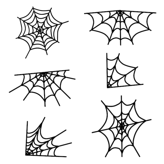 Photo halloween spider web isolated on white backgroun set vector illustration