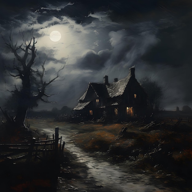 Halloween spookhuis achtergrondontwerp illustratie behang