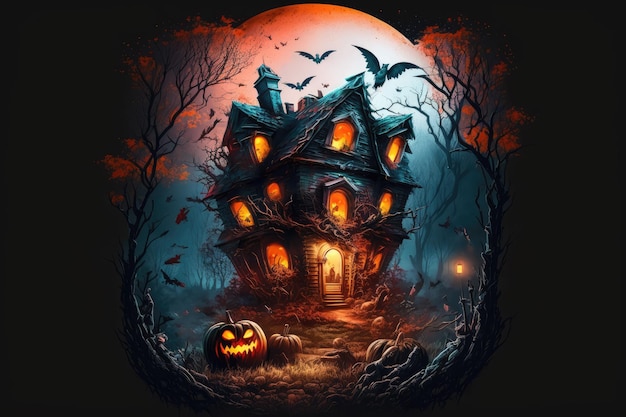 Halloween-spookhuis Halloween-herenhuis Halloween-storm Halloween-kwaad