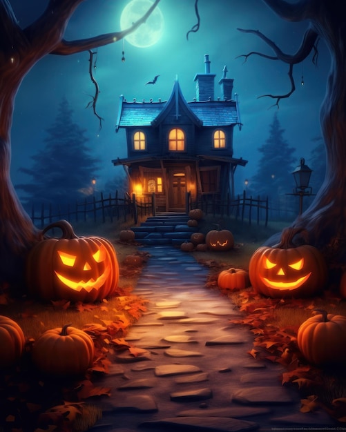 Halloween the spookiest day of the year Halloween background Generative AI