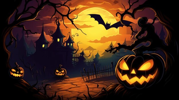 Halloween the spookiest day of the year halloween background generative ai
