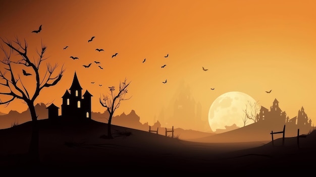 Halloween spooky background Illustration AI GenerativexA