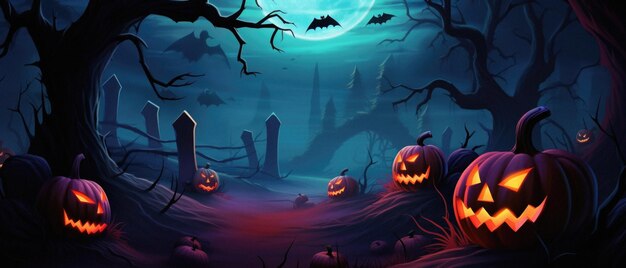 Halloween spooky background scary jack o lantern pumpkins creepy forest castle