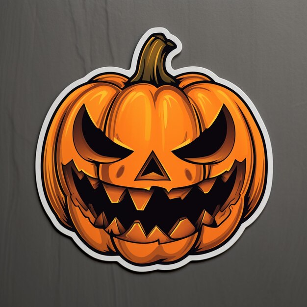 Halloween spooky creepy pumpkin sticker black outline