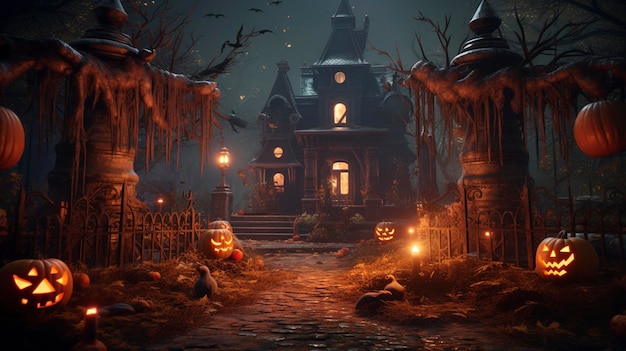 Premium Photo | Halloween Spooky Decorations and Haunted House Ambiance
