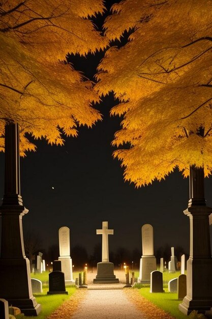 할로윈 끔찍한 밤 묘지 장면 박와 달 배경