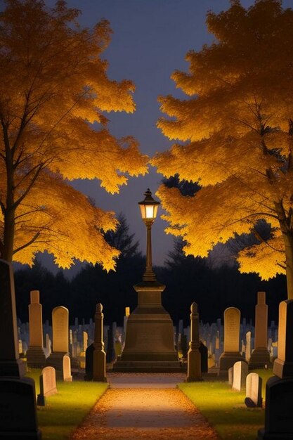 Halloween spooky night graveyard scene with bats and moon background